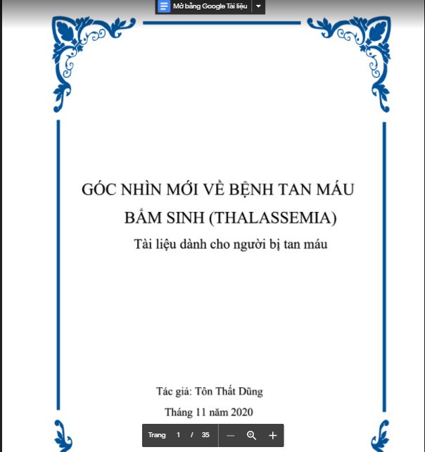 Ông Tôn Thất Dũng chữa bệnh tan máu bẩm sinh (Thalassemia) bằng cả con tim và tấm lòng của người làm thuốc