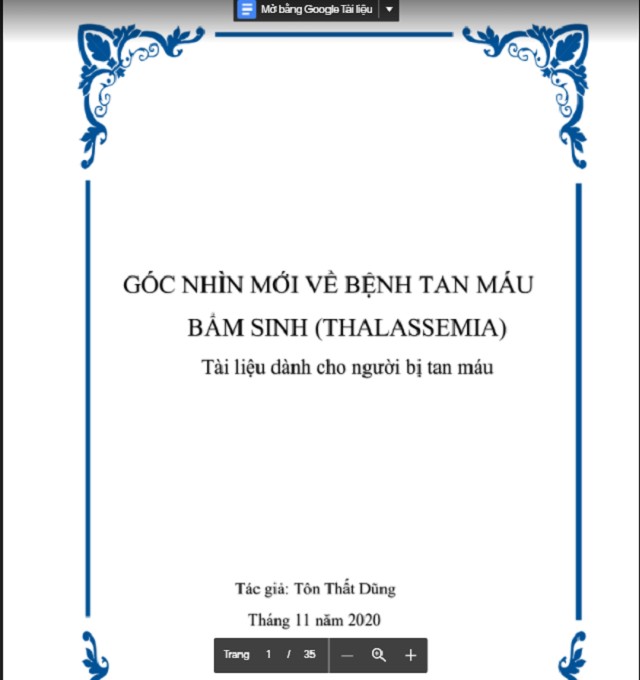 Bệnh tan máu bẩm sinh (Thalassemia) được lương y Tôn Thất Dũng dùng phương pháp y học cổ truyền: “Nam dược trị nam nhân” trong điều trị bệnh